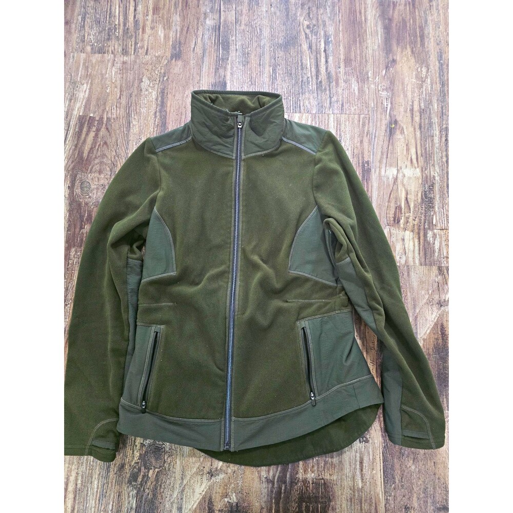 Athleta Women's Green Fleece Track Jacket Full Zip Zipped Pockets M
